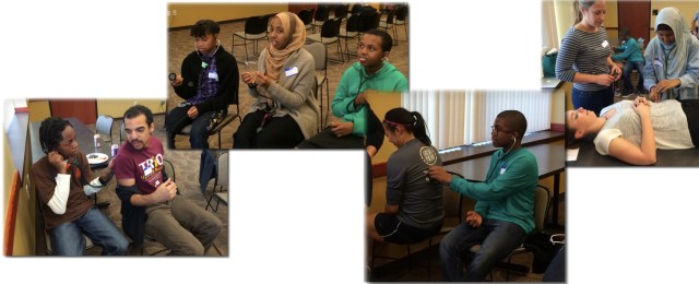 Medical scholars learning about the various utilities of stethoscopes